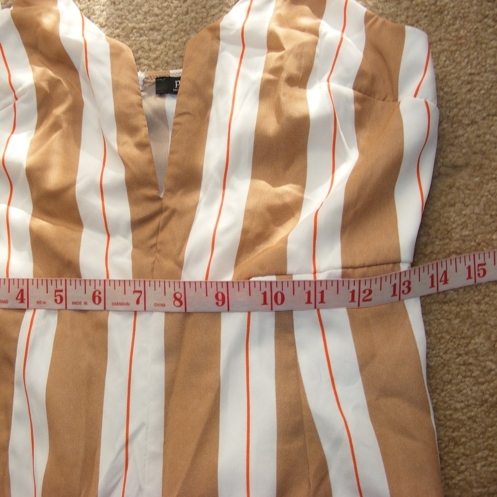 Privy Privately Privileged size medium beige white stripe sleeveless jumpsuit - Picture 8 of 11